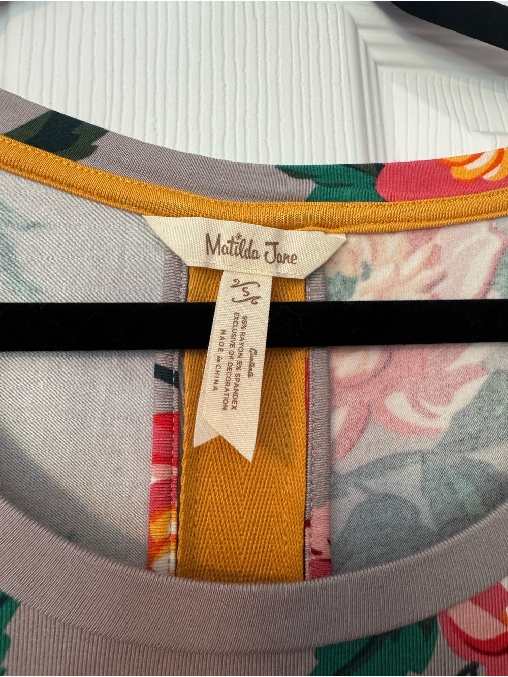 Matilda Jane Gray Floral Long-Sleeve Swing Dress with Red & Yellow Blooms - Picture 3 of 4